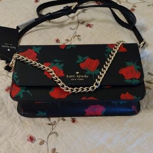 NWT Kate Spade Red and Black Floral Madison Crossbody Bag